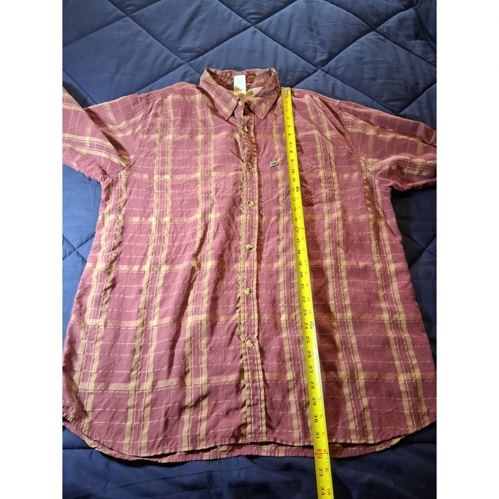The North Face Mens XXL Plaid Button Down Shirt Maroon Tan Long Sleeve Hiking
